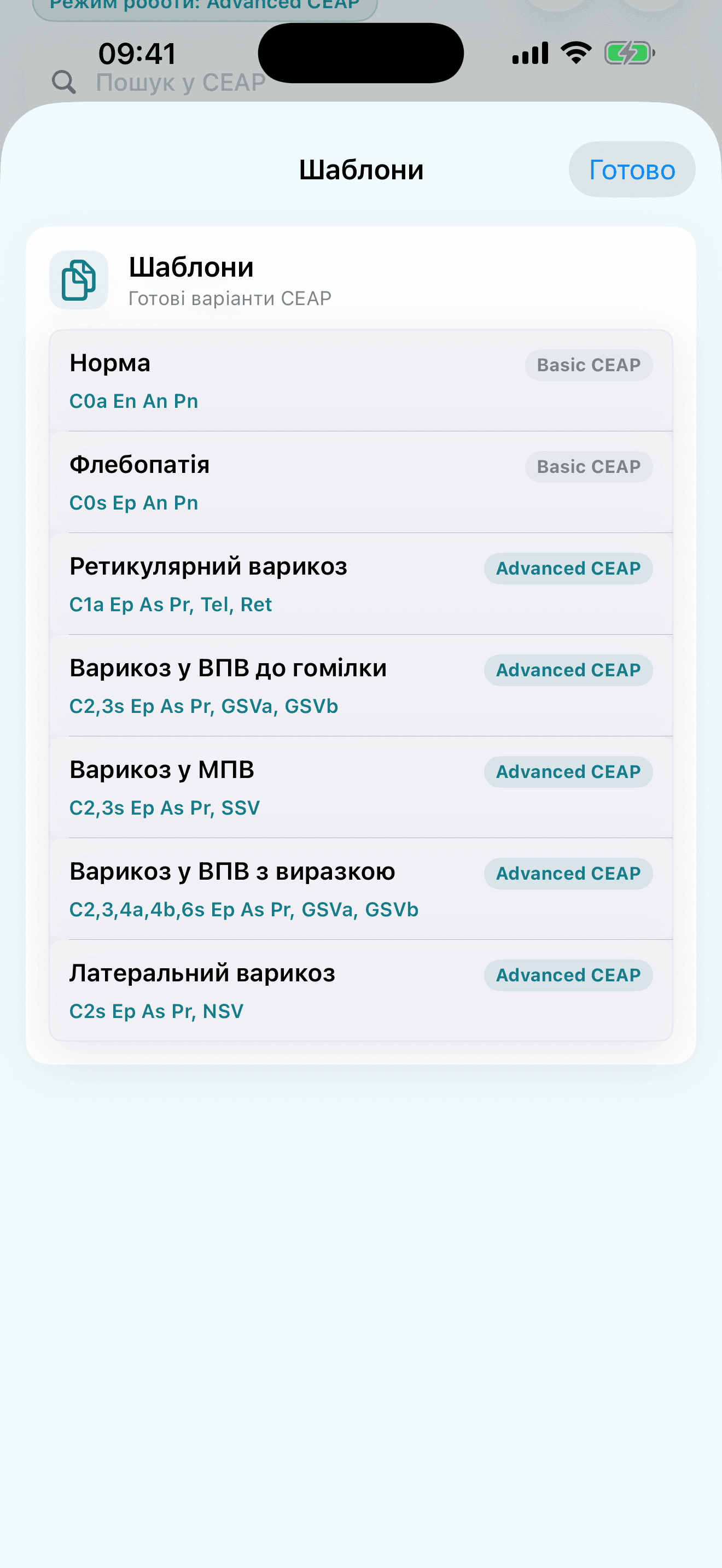 Built-in and custom CEAP templates