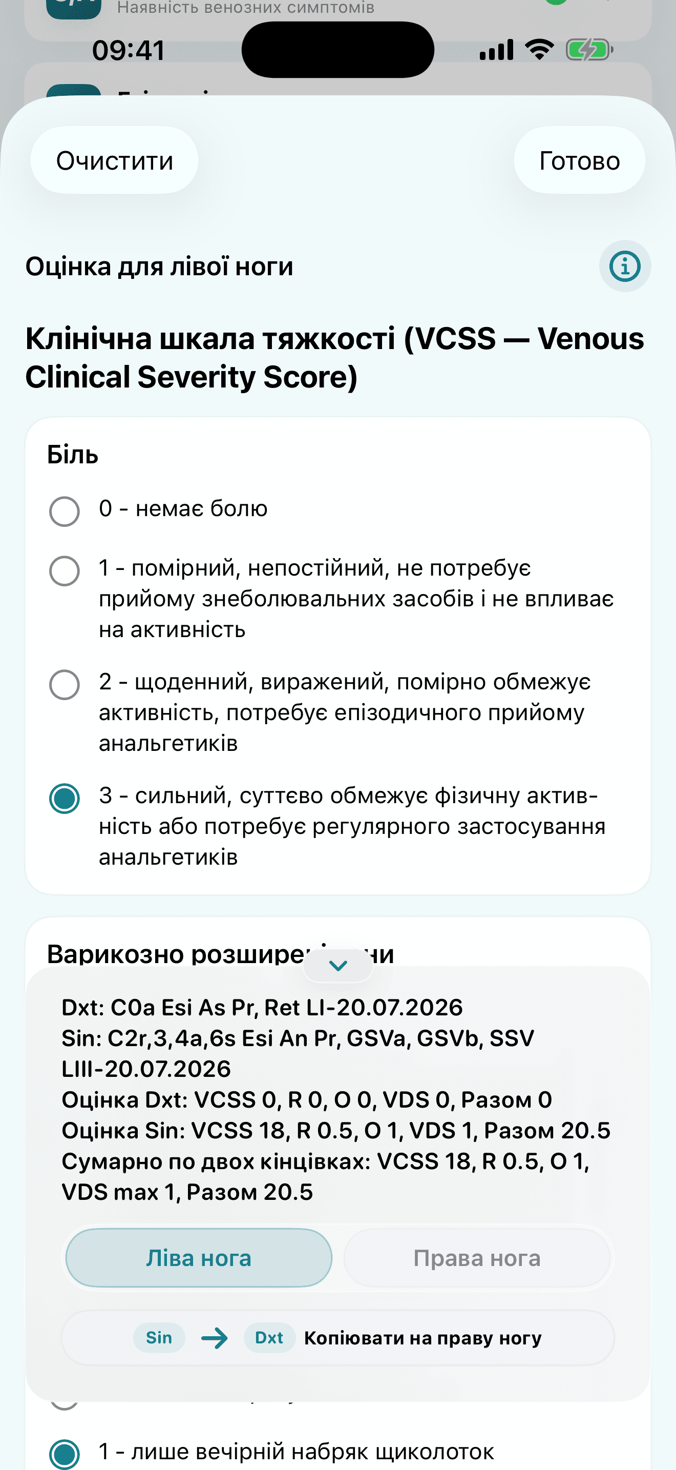 rVCSS, VSDS, and VDS assessment